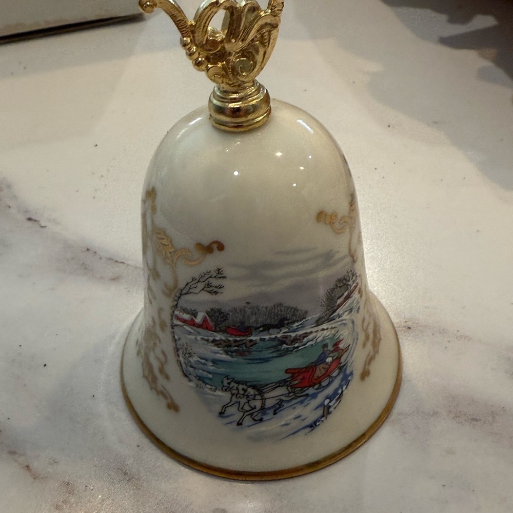 Gorham Gold and White Holiday Bell - Picture 2 of 3